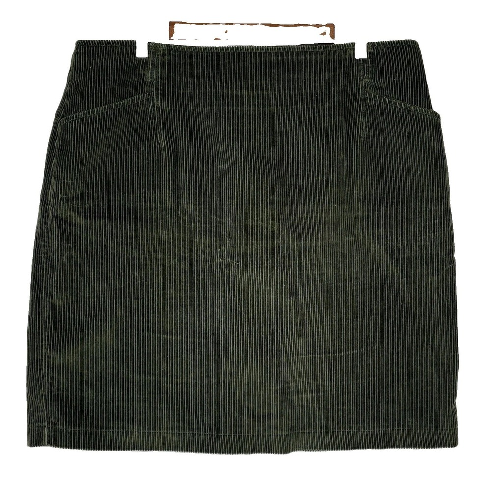 Vtg Eddie Bauer Corduroy Skirt Olive Green 20 Pencil Straight Pockets Classic